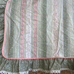 Vintage Pink Green Ruffled Cottagecore Croscill Made in USA Bedding 10 Pieces